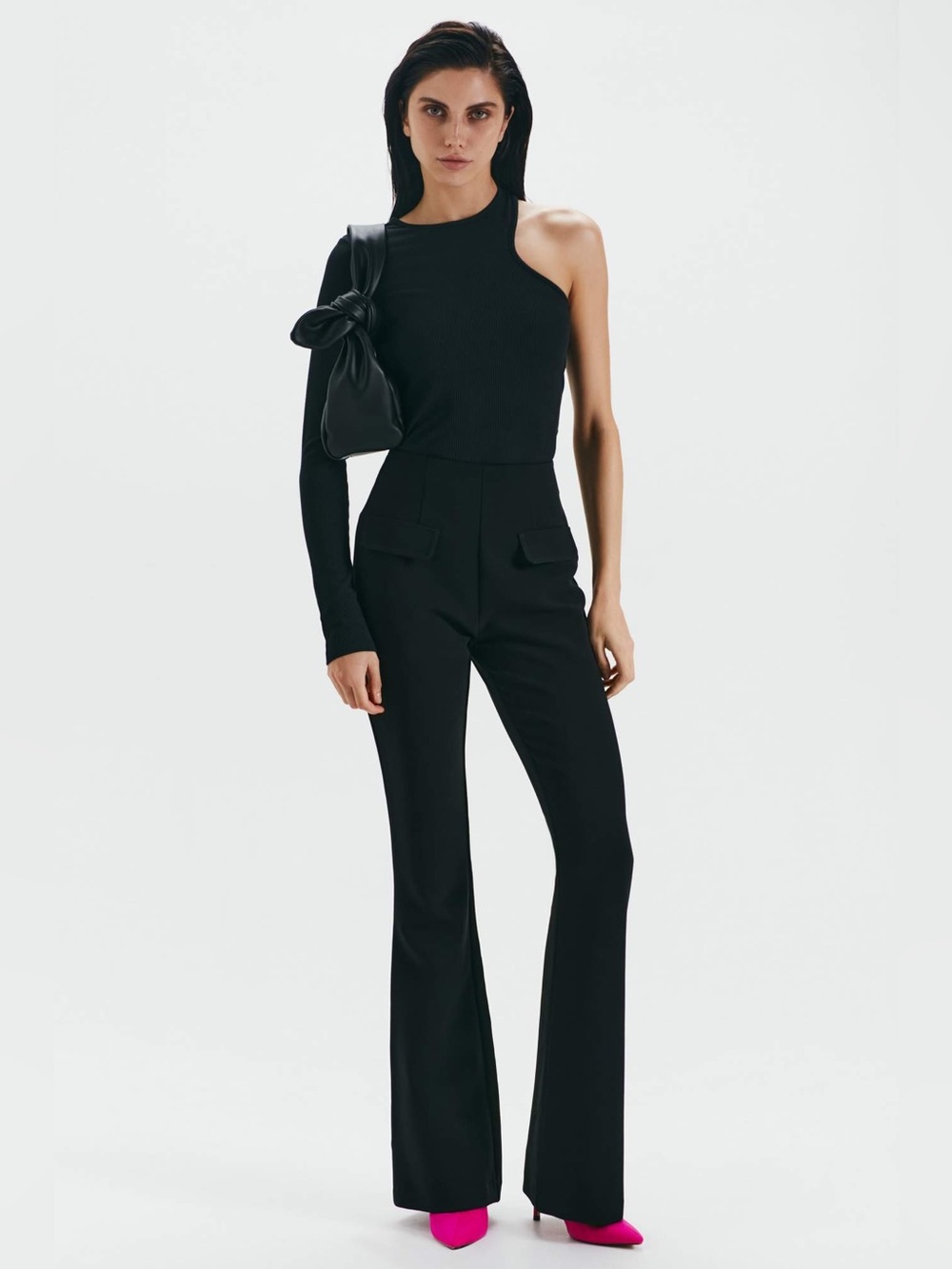 Alix nyc cami nwt Asymmetric One-Shoulder Black modal knit Top open back unique